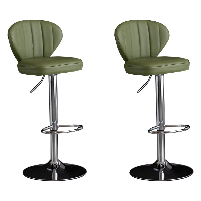 Contemporary Leather Swivel Barstool Indoor Bar Stool with Iron Legs and Low Back Green Silver 2 Piece Set Clearhalo 'Bar Furniture' 'Bar Stools' 'bar_stools' 'furn' 'furn_bar_stools' 'Furniture' 'furniture_bar_stools' 'Kitchen & Dining Furniture' 4730150