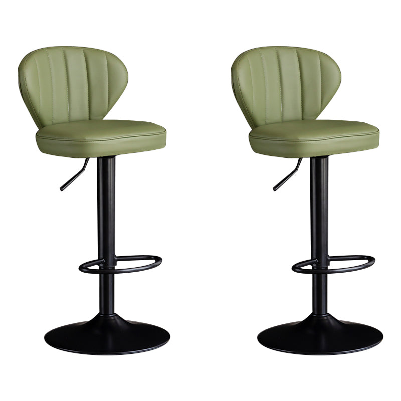 Contemporary Leather Swivel Barstool Indoor Bar Stool with Iron Legs and Low Back Green Black 2 Piece Set Clearhalo 'Bar Furniture' 'Bar Stools' 'bar_stools' 'furn' 'furn_bar_stools' 'Furniture' 'furniture_bar_stools' 'Kitchen & Dining Furniture' 4730151