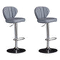 Contemporary Leather Swivel Barstool Indoor Bar Stool with Iron Legs and Low Back Grey Silver 2 Piece Set Clearhalo 'Bar Furniture' 'Bar Stools' 'bar_stools' 'furn' 'furn_bar_stools' 'Furniture' 'furniture_bar_stools' 'Kitchen & Dining Furniture' 4730152