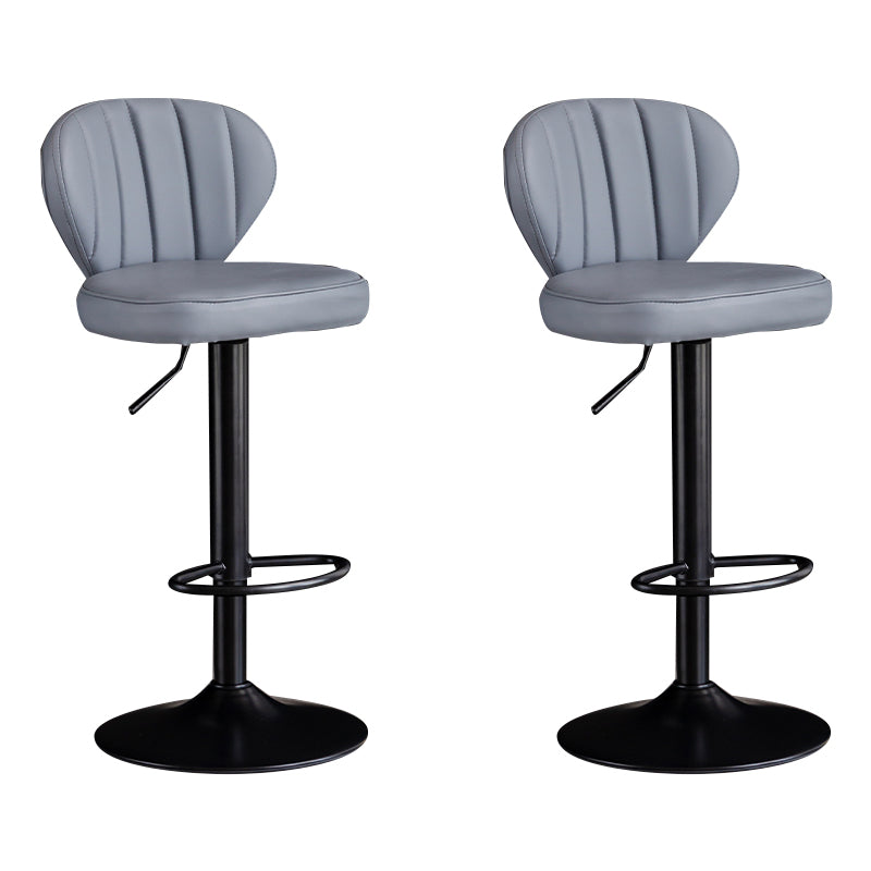 Contemporary Leather Swivel Barstool Indoor Bar Stool with Iron Legs and Low Back Grey Black 2 Piece Set Clearhalo 'Bar Furniture' 'Bar Stools' 'bar_stools' 'furn' 'furn_bar_stools' 'Furniture' 'furniture_bar_stools' 'Kitchen & Dining Furniture' 4730153