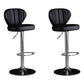 Contemporary Leather Swivel Barstool Indoor Bar Stool with Iron Legs and Low Back Black Silver 2 Piece Set Clearhalo 'Bar Furniture' 'Bar Stools' 'bar_stools' 'furn' 'furn_bar_stools' 'Furniture' 'furniture_bar_stools' 'Kitchen & Dining Furniture' 4730154