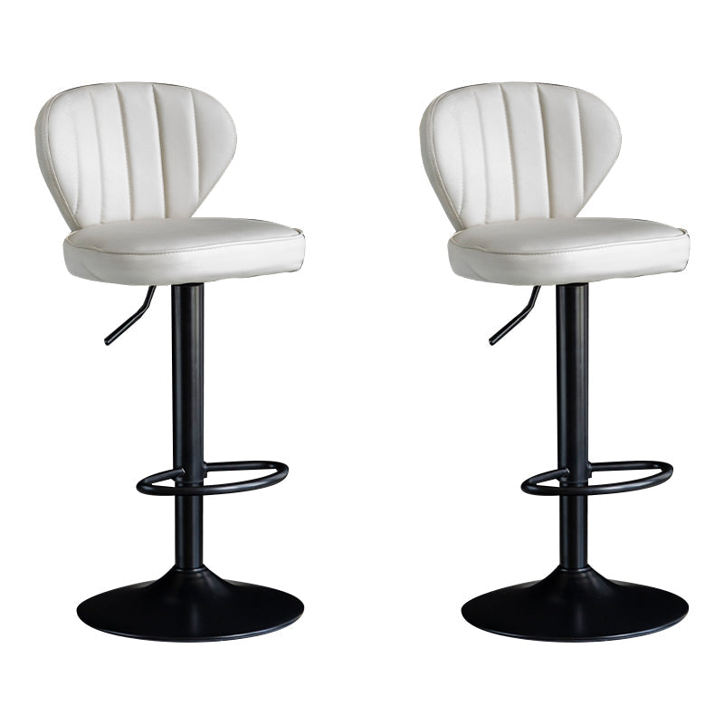 Contemporary Leather Swivel Barstool Indoor Bar Stool with Iron Legs and Low Back White Black 2 Piece Set Clearhalo 'Bar Furniture' 'Bar Stools' 'bar_stools' 'furn' 'furn_bar_stools' 'Furniture' 'furniture_bar_stools' 'Kitchen & Dining Furniture' 4730157