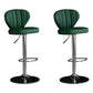 Contemporary Leather Swivel Barstool Indoor Bar Stool with Iron Legs and Low Back Blackish Green Silver 2 Piece Set Clearhalo 'Bar Furniture' 'Bar Stools' 'bar_stools' 'furn' 'furn_bar_stools' 'Furniture' 'furniture_bar_stools' 'Kitchen & Dining Furniture' 4730158
