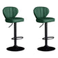 Contemporary Leather Swivel Barstool Indoor Bar Stool with Iron Legs and Low Back Blackish Green Black 2 Piece Set Clearhalo 'Bar Furniture' 'Bar Stools' 'bar_stools' 'furn' 'furn_bar_stools' 'Furniture' 'furniture_bar_stools' 'Kitchen & Dining Furniture' 4730159
