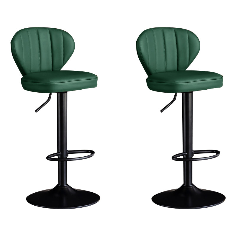 Contemporary Leather Swivel Barstool Indoor Bar Stool with Iron Legs and Low Back Blackish Green Black 2 Piece Set Clearhalo 'Bar Furniture' 'Bar Stools' 'bar_stools' 'furn' 'furn_bar_stools' 'Furniture' 'furniture_bar_stools' 'Kitchen & Dining Furniture' 4730159