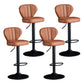 Contemporary Leather Swivel Barstool Indoor Bar Stool with Iron Legs and Low Back Brown Black 4 Piece Set Clearhalo 'Bar Furniture' 'Bar Stools' 'bar_stools' 'furn' 'furn_bar_stools' 'Furniture' 'furniture_bar_stools' 'Kitchen & Dining Furniture' 4730161