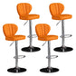 Contemporary Leather Swivel Barstool Indoor Bar Stool with Iron Legs and Low Back Orange Silver 4 Piece Set Clearhalo 'Bar Furniture' 'Bar Stools' 'bar_stools' 'furn' 'furn_bar_stools' 'Furniture' 'furniture_bar_stools' 'Kitchen & Dining Furniture' 4730162