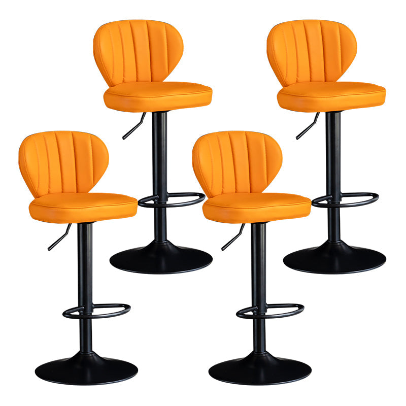 Contemporary Leather Swivel Barstool Indoor Bar Stool with Iron Legs and Low Back Orange Black 4 Piece Set Clearhalo 'Bar Furniture' 'Bar Stools' 'bar_stools' 'furn' 'furn_bar_stools' 'Furniture' 'furniture_bar_stools' 'Kitchen & Dining Furniture' 4730163