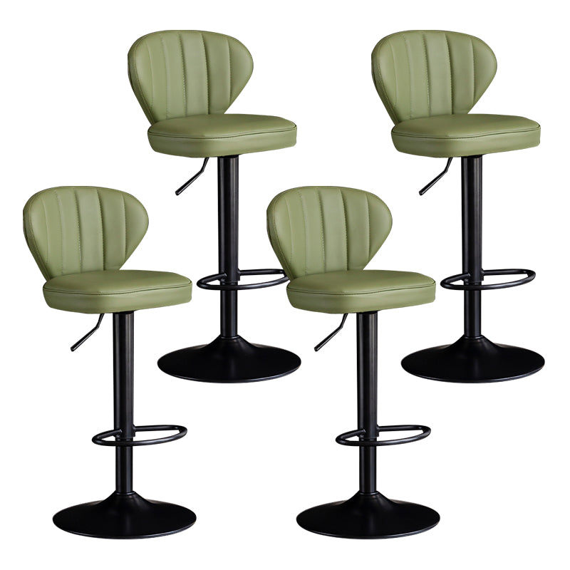 Contemporary Leather Swivel Barstool Indoor Bar Stool with Iron Legs and Low Back Green Black 4 Piece Set Clearhalo 'Bar Furniture' 'Bar Stools' 'bar_stools' 'furn' 'furn_bar_stools' 'Furniture' 'furniture_bar_stools' 'Kitchen & Dining Furniture' 4730165