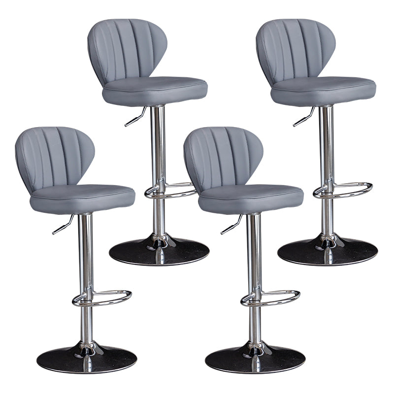 Contemporary Leather Swivel Barstool Indoor Bar Stool with Iron Legs and Low Back Grey Silver 4 Piece Set Clearhalo 'Bar Furniture' 'Bar Stools' 'bar_stools' 'furn' 'furn_bar_stools' 'Furniture' 'furniture_bar_stools' 'Kitchen & Dining Furniture' 4730166