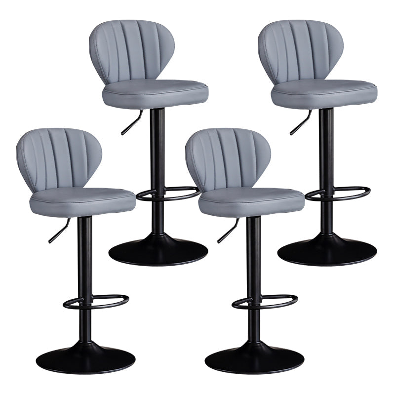 Contemporary Leather Swivel Barstool Indoor Bar Stool with Iron Legs and Low Back Grey Black 4 Piece Set Clearhalo 'Bar Furniture' 'Bar Stools' 'bar_stools' 'furn' 'furn_bar_stools' 'Furniture' 'furniture_bar_stools' 'Kitchen & Dining Furniture' 4730167