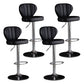 Contemporary Leather Swivel Barstool Indoor Bar Stool with Iron Legs and Low Back Black Silver 4 Piece Set Clearhalo 'Bar Furniture' 'Bar Stools' 'bar_stools' 'furn' 'furn_bar_stools' 'Furniture' 'furniture_bar_stools' 'Kitchen & Dining Furniture' 4730168