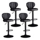 Contemporary Leather Swivel Barstool Indoor Bar Stool with Iron Legs and Low Back Black Black 4 Piece Set Clearhalo 'Bar Furniture' 'Bar Stools' 'bar_stools' 'furn' 'furn_bar_stools' 'Furniture' 'furniture_bar_stools' 'Kitchen & Dining Furniture' 4730169