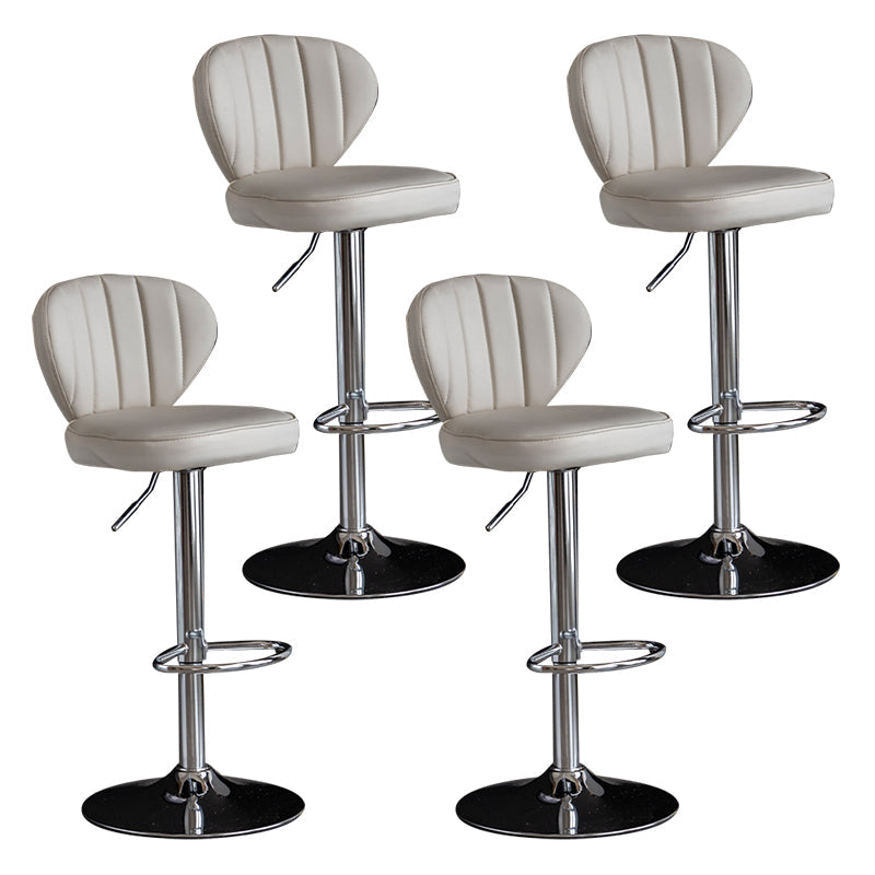 Contemporary Leather Swivel Barstool Indoor Bar Stool with Iron Legs and Low Back White Silver 4 Piece Set Clearhalo 'Bar Furniture' 'Bar Stools' 'bar_stools' 'furn' 'furn_bar_stools' 'Furniture' 'furniture_bar_stools' 'Kitchen & Dining Furniture' 4730170