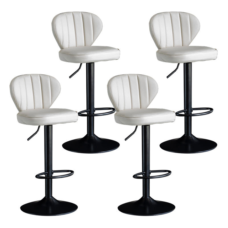 Contemporary Leather Swivel Barstool Indoor Bar Stool with Iron Legs and Low Back White Black 4 Piece Set Clearhalo 'Bar Furniture' 'Bar Stools' 'bar_stools' 'furn' 'furn_bar_stools' 'Furniture' 'furniture_bar_stools' 'Kitchen & Dining Furniture' 4730171
