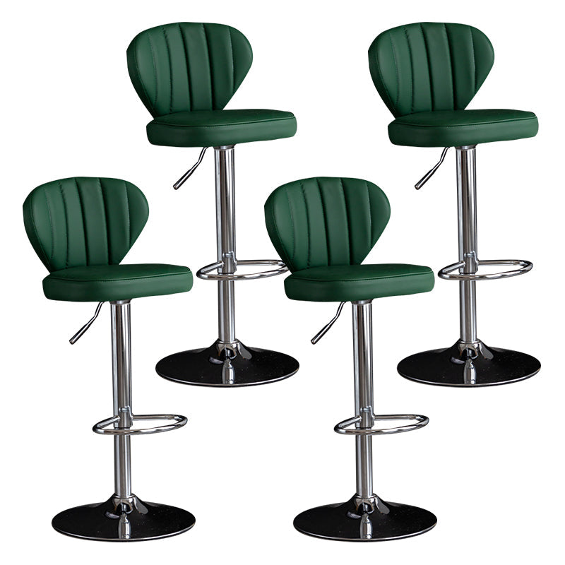 Contemporary Leather Swivel Barstool Indoor Bar Stool with Iron Legs and Low Back Blackish Green Silver 4 Piece Set Clearhalo 'Bar Furniture' 'Bar Stools' 'bar_stools' 'furn' 'furn_bar_stools' 'Furniture' 'furniture_bar_stools' 'Kitchen & Dining Furniture' 4730172