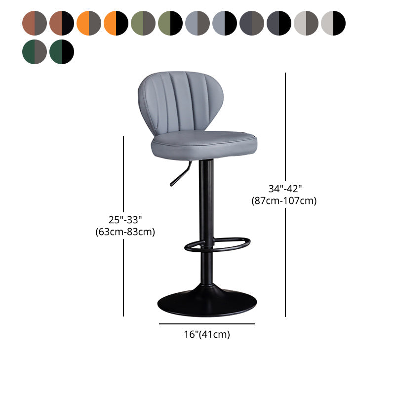 Contemporary Leather Swivel Barstool Indoor Bar Stool with Iron Legs and Low Back Clearhalo 'Bar Furniture' 'Bar Stools' 'bar_stools' 'furn' 'furn_bar_stools' 'Furniture' 'furniture_bar_stools' 'Kitchen & Dining Furniture' 4730174
