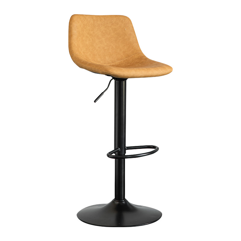 Contemporary Leather Swivel Barstool Indoor Bar Stool with Metal Base and Low Back Ginger 1 Piece Clearhalo 'Bar Furniture' 'Bar Stools' 'bar_stools' 'furn' 'furn_bar_stools' 'Furniture' 'furniture_bar_stools' 'Kitchen & Dining Furniture' 4730176