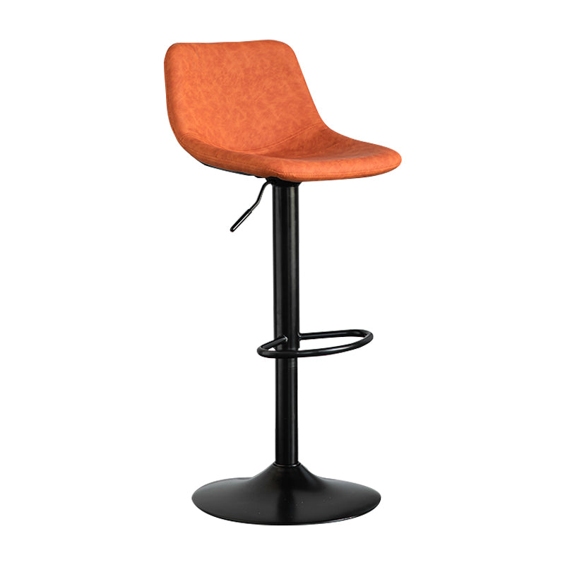 Contemporary Leather Swivel Barstool Indoor Bar Stool with Metal Base and Low Back Orange 1 Piece Clearhalo 'Bar Furniture' 'Bar Stools' 'bar_stools' 'furn' 'furn_bar_stools' 'Furniture' 'furniture_bar_stools' 'Kitchen & Dining Furniture' 4730177
