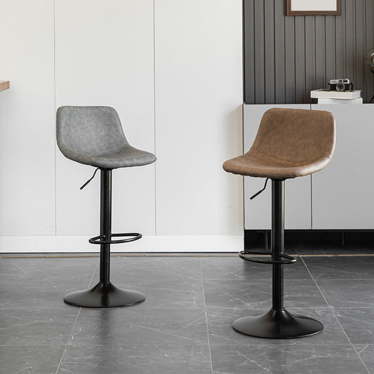 Contemporary Leather Swivel Barstool Indoor Bar Stool with Metal Base and Low Back Clearhalo 'Bar Furniture' 'Bar Stools' 'bar_stools' 'furn' 'furn_bar_stools' 'Furniture' 'furniture_bar_stools' 'Kitchen & Dining Furniture' 4730180