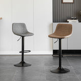 Contemporary Leather Swivel Barstool Indoor Bar Stool with Metal Base and Low Back Clearhalo 'Bar Furniture' 'Bar Stools' 'bar_stools' 'furn' 'furn_bar_stools' 'Furniture' 'furniture_bar_stools' 'Kitchen & Dining Furniture' 4730180