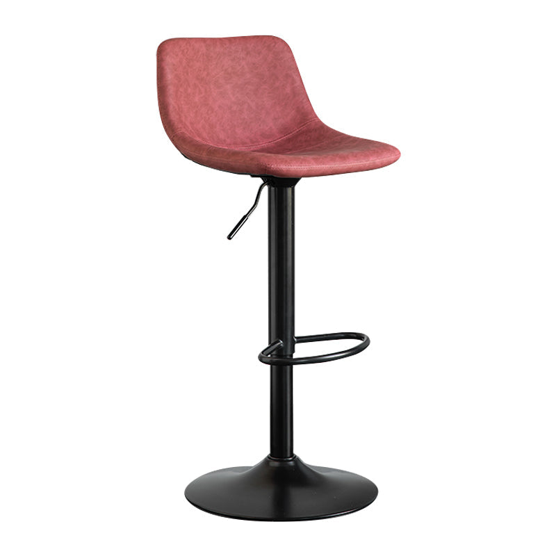 Contemporary Leather Swivel Barstool Indoor Bar Stool with Metal Base and Low Back Pink 1 Piece Clearhalo 'Bar Furniture' 'Bar Stools' 'bar_stools' 'furn' 'furn_bar_stools' 'Furniture' 'furniture_bar_stools' 'Kitchen & Dining Furniture' 4730182