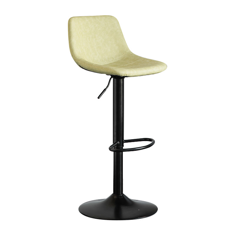 Contemporary Leather Swivel Barstool Indoor Bar Stool with Metal Base and Low Back Light Yellow 1 Piece Clearhalo 'Bar Furniture' 'Bar Stools' 'bar_stools' 'furn' 'furn_bar_stools' 'Furniture' 'furniture_bar_stools' 'Kitchen & Dining Furniture' 4730183