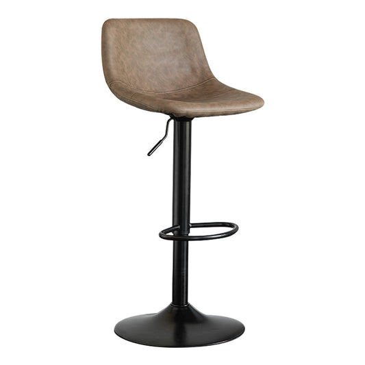 Contemporary Leather Swivel Barstool Indoor Bar Stool with Metal Base and Low Back Clearhalo 'Bar Furniture' 'Bar Stools' 'bar_stools' 'furn' 'furn_bar_stools' 'Furniture' 'furniture_bar_stools' 'Kitchen & Dining Furniture' 4730184