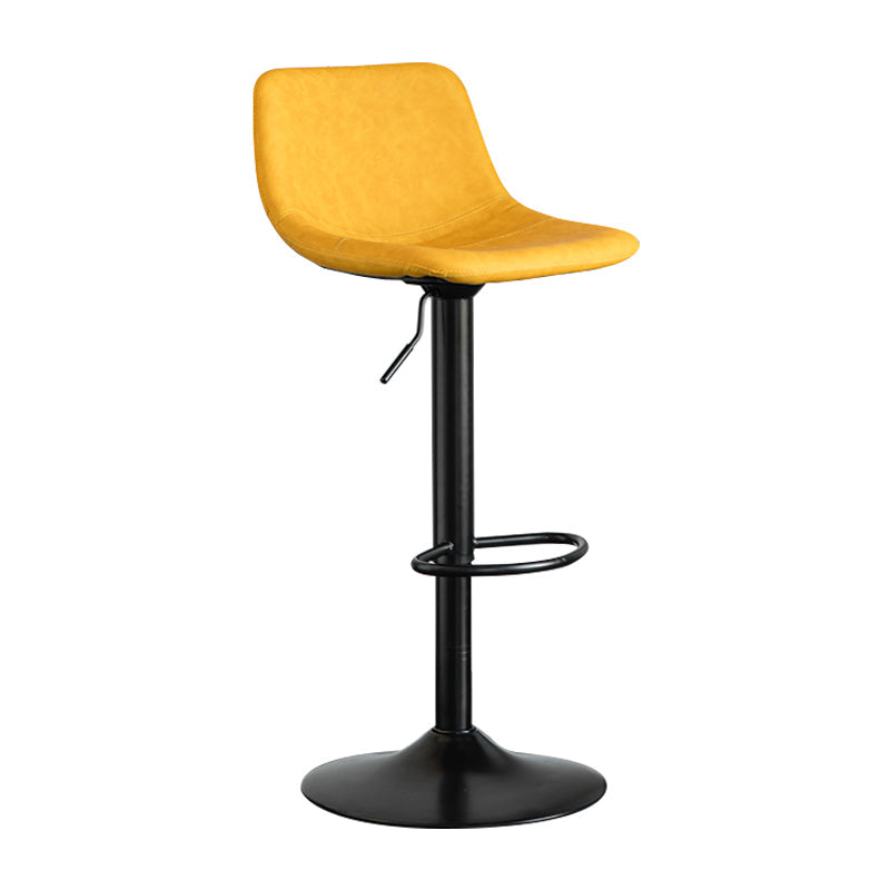 Contemporary Leather Swivel Barstool Indoor Bar Stool with Metal Base and Low Back Lemon Yellow 1 Piece Clearhalo 'Bar Furniture' 'Bar Stools' 'bar_stools' 'furn' 'furn_bar_stools' 'Furniture' 'furniture_bar_stools' 'Kitchen & Dining Furniture' 4730185