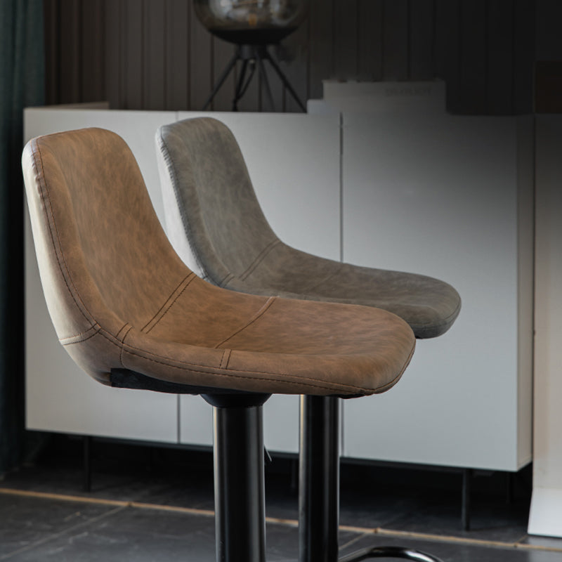 Contemporary Leather Swivel Barstool Indoor Bar Stool with Metal Base and Low Back Clearhalo 'Bar Furniture' 'Bar Stools' 'bar_stools' 'furn' 'furn_bar_stools' 'Furniture' 'furniture_bar_stools' 'Kitchen & Dining Furniture' 4730186