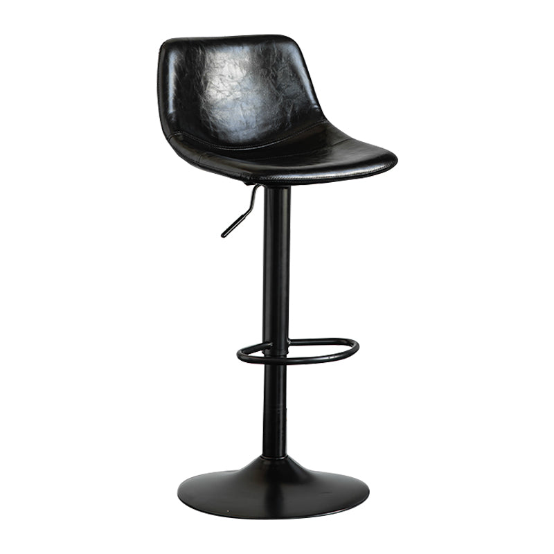 Contemporary Leather Swivel Barstool Indoor Bar Stool with Metal Base and Low Back Black 1 Piece Clearhalo 'Bar Furniture' 'Bar Stools' 'bar_stools' 'furn' 'furn_bar_stools' 'Furniture' 'furniture_bar_stools' 'Kitchen & Dining Furniture' 4730187