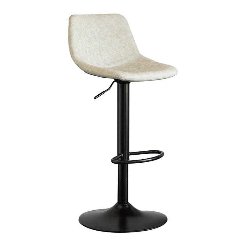Contemporary Leather Swivel Barstool Indoor Bar Stool with Metal Base and Low Back White 1 Piece Clearhalo 'Bar Furniture' 'Bar Stools' 'bar_stools' 'furn' 'furn_bar_stools' 'Furniture' 'furniture_bar_stools' 'Kitchen & Dining Furniture' 4730189