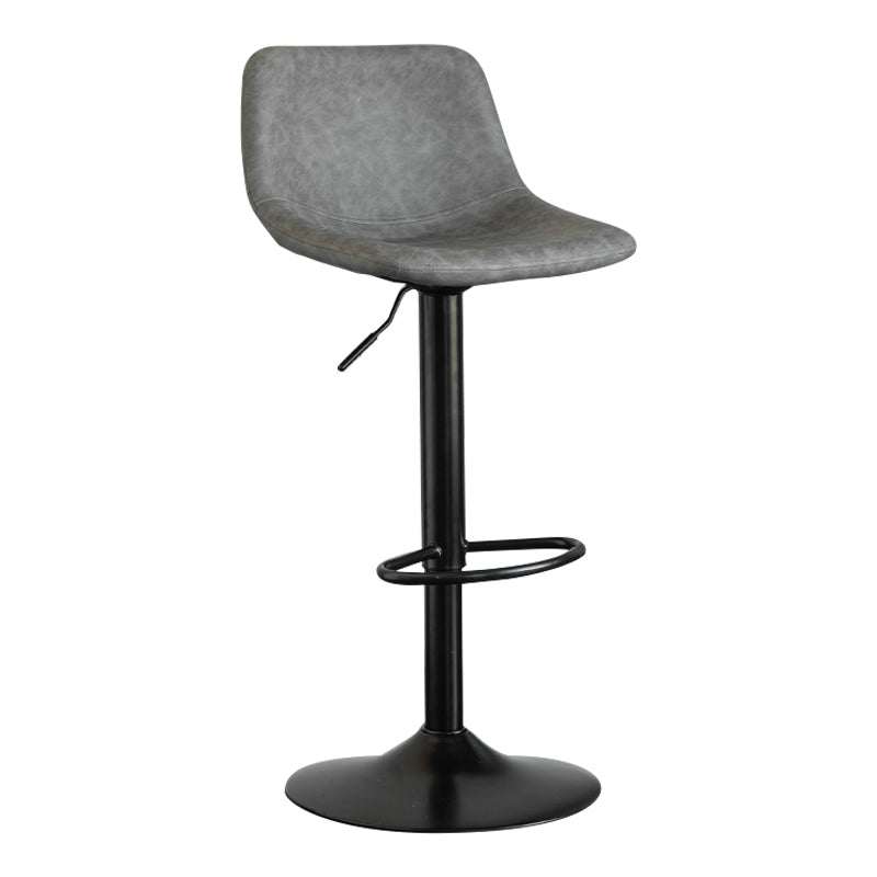 Contemporary Leather Swivel Barstool Indoor Bar Stool with Metal Base and Low Back Grey 1 Piece Clearhalo 'Bar Furniture' 'Bar Stools' 'bar_stools' 'furn' 'furn_bar_stools' 'Furniture' 'furniture_bar_stools' 'Kitchen & Dining Furniture' 4730194