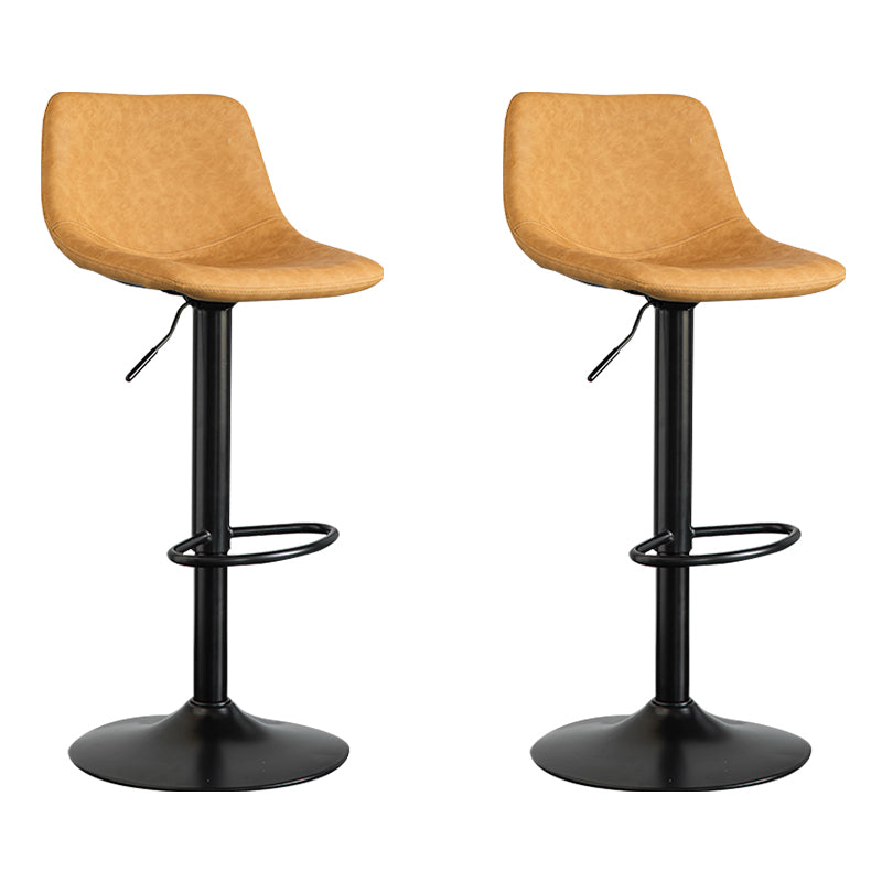Contemporary Leather Swivel Barstool Indoor Bar Stool with Metal Base and Low Back Ginger 2 Piece Set Clearhalo 'Bar Furniture' 'Bar Stools' 'bar_stools' 'furn' 'furn_bar_stools' 'Furniture' 'furniture_bar_stools' 'Kitchen & Dining Furniture' 4730196