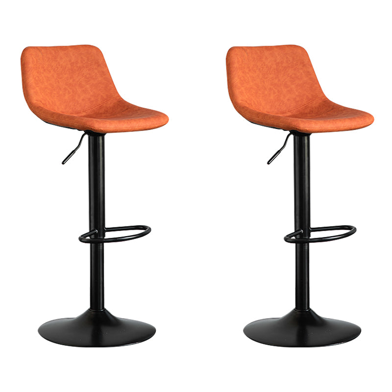 Contemporary Leather Swivel Barstool Indoor Bar Stool with Metal Base and Low Back Orange 2 Piece Set Clearhalo 'Bar Furniture' 'Bar Stools' 'bar_stools' 'furn' 'furn_bar_stools' 'Furniture' 'furniture_bar_stools' 'Kitchen & Dining Furniture' 4730197