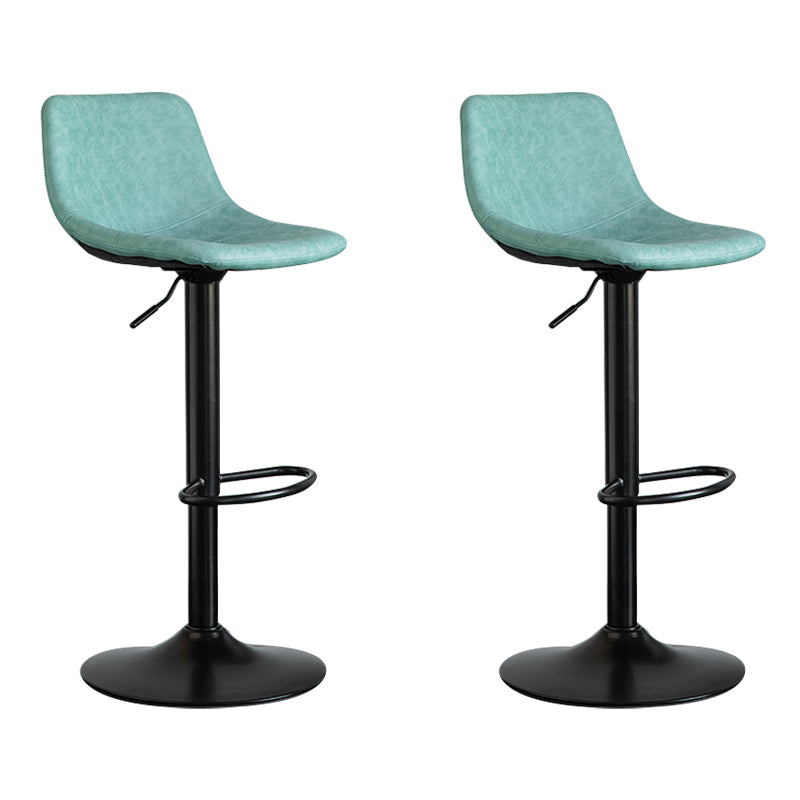 Contemporary Leather Swivel Barstool Indoor Bar Stool with Metal Base and Low Back Green 2 Piece Set Clearhalo 'Bar Furniture' 'Bar Stools' 'bar_stools' 'furn' 'furn_bar_stools' 'Furniture' 'furniture_bar_stools' 'Kitchen & Dining Furniture' 4730198