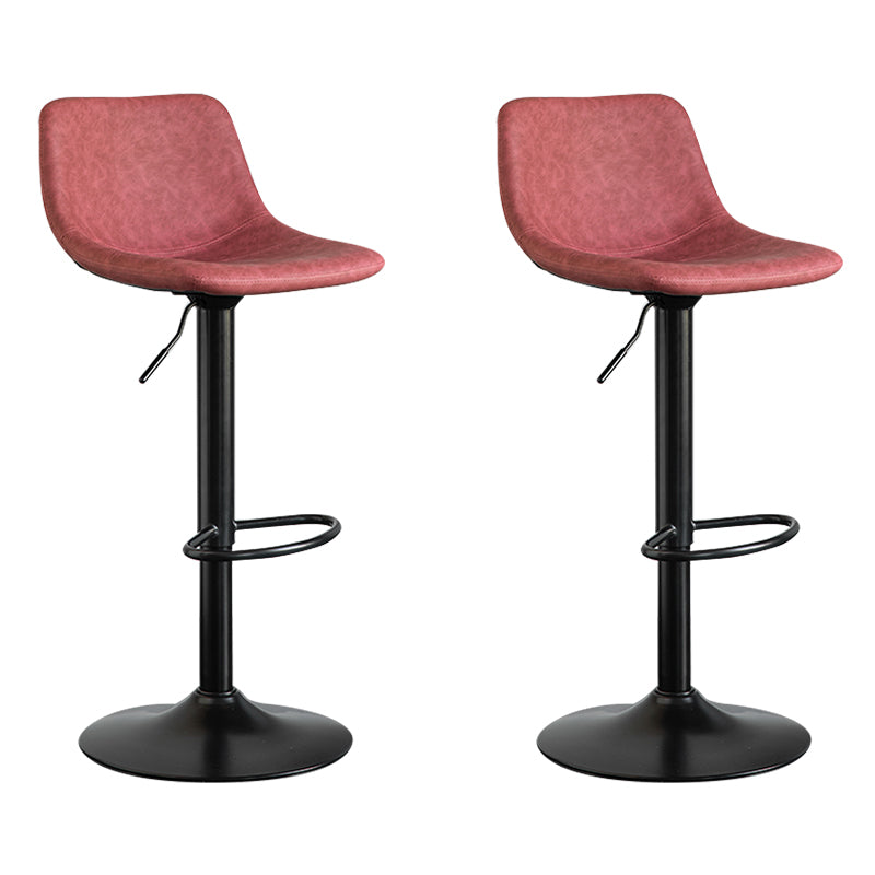 Contemporary Leather Swivel Barstool Indoor Bar Stool with Metal Base and Low Back Pink 2 Piece Set Clearhalo 'Bar Furniture' 'Bar Stools' 'bar_stools' 'furn' 'furn_bar_stools' 'Furniture' 'furniture_bar_stools' 'Kitchen & Dining Furniture' 4730199