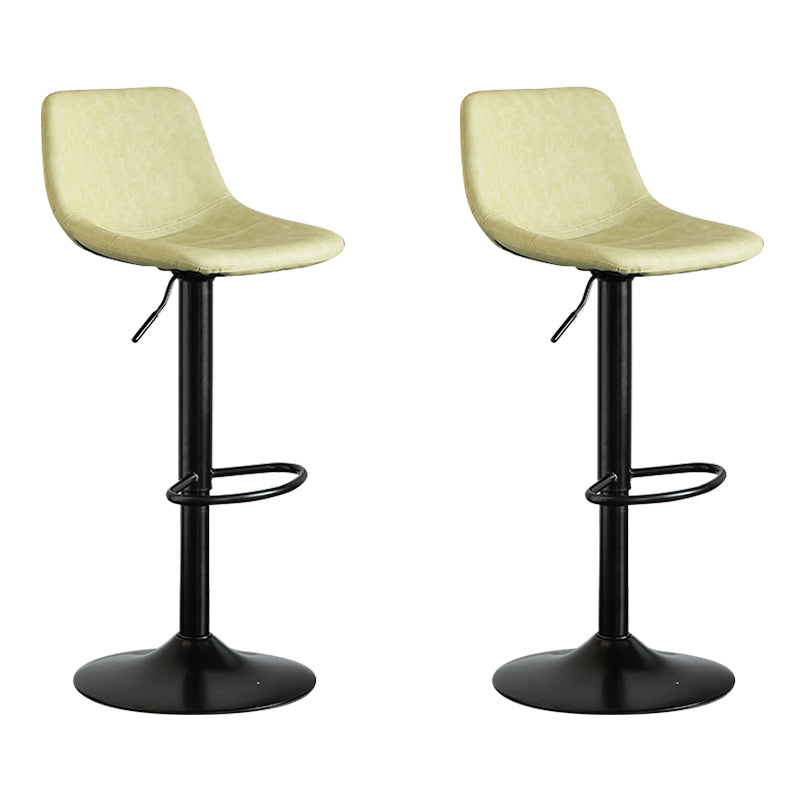 Contemporary Leather Swivel Barstool Indoor Bar Stool with Metal Base and Low Back Light Yellow 2 Piece Set Clearhalo 'Bar Furniture' 'Bar Stools' 'bar_stools' 'furn' 'furn_bar_stools' 'Furniture' 'furniture_bar_stools' 'Kitchen & Dining Furniture' 4730200