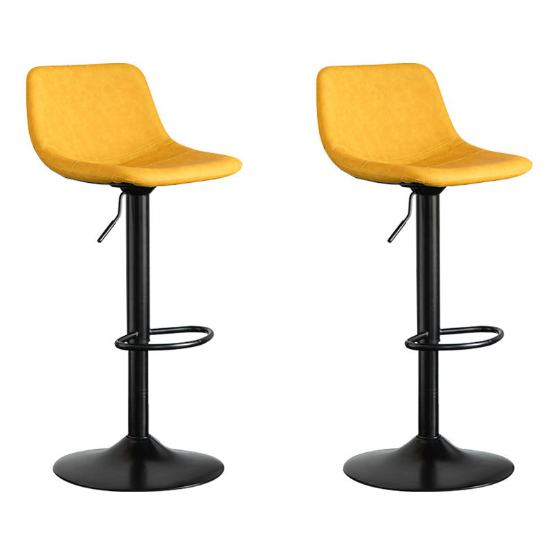 Contemporary Leather Swivel Barstool Indoor Bar Stool with Metal Base and Low Back Lemon Yellow 2 Piece Set Clearhalo 'Bar Furniture' 'Bar Stools' 'bar_stools' 'furn' 'furn_bar_stools' 'Furniture' 'furniture_bar_stools' 'Kitchen & Dining Furniture' 4730201