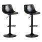 Contemporary Leather Swivel Barstool Indoor Bar Stool with Metal Base and Low Back Black 2 Piece Set Clearhalo 'Bar Furniture' 'Bar Stools' 'bar_stools' 'furn' 'furn_bar_stools' 'Furniture' 'furniture_bar_stools' 'Kitchen & Dining Furniture' 4730202