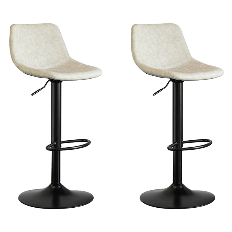 Contemporary Leather Swivel Barstool Indoor Bar Stool with Metal Base and Low Back White 2 Piece Set Clearhalo 'Bar Furniture' 'Bar Stools' 'bar_stools' 'furn' 'furn_bar_stools' 'Furniture' 'furniture_bar_stools' 'Kitchen & Dining Furniture' 4730203