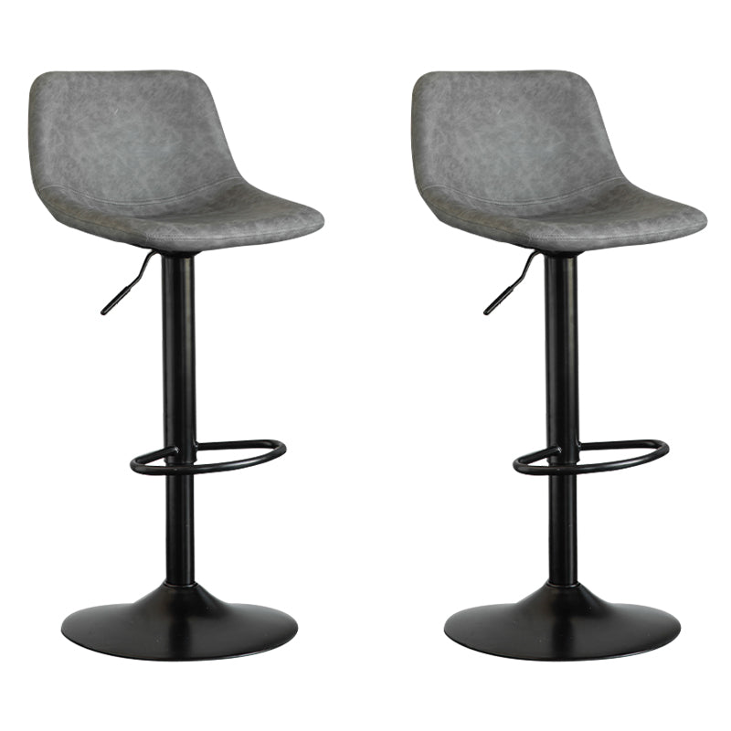 Contemporary Leather Swivel Barstool Indoor Bar Stool with Metal Base and Low Back Grey 2 Piece Set Clearhalo 'Bar Furniture' 'Bar Stools' 'bar_stools' 'furn' 'furn_bar_stools' 'Furniture' 'furniture_bar_stools' 'Kitchen & Dining Furniture' 4730205