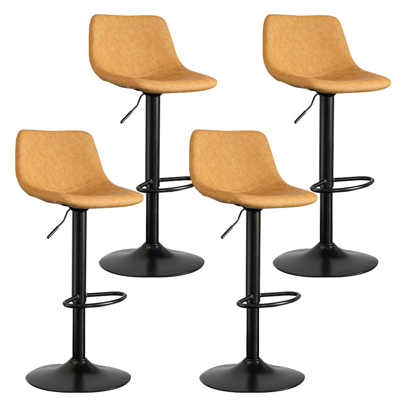 Contemporary Leather Swivel Barstool Indoor Bar Stool with Metal Base and Low Back Ginger 4 Piece Set Clearhalo 'Bar Furniture' 'Bar Stools' 'bar_stools' 'furn' 'furn_bar_stools' 'Furniture' 'furniture_bar_stools' 'Kitchen & Dining Furniture' 4730207