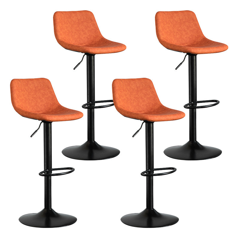 Contemporary Leather Swivel Barstool Indoor Bar Stool with Metal Base and Low Back Orange 4 Piece Set Clearhalo 'Bar Furniture' 'Bar Stools' 'bar_stools' 'furn' 'furn_bar_stools' 'Furniture' 'furniture_bar_stools' 'Kitchen & Dining Furniture' 4730208