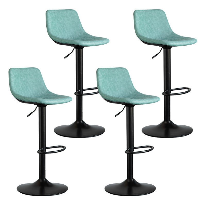 Contemporary Leather Swivel Barstool Indoor Bar Stool with Metal Base and Low Back Green 4 Piece Set Clearhalo 'Bar Furniture' 'Bar Stools' 'bar_stools' 'furn' 'furn_bar_stools' 'Furniture' 'furniture_bar_stools' 'Kitchen & Dining Furniture' 4730209