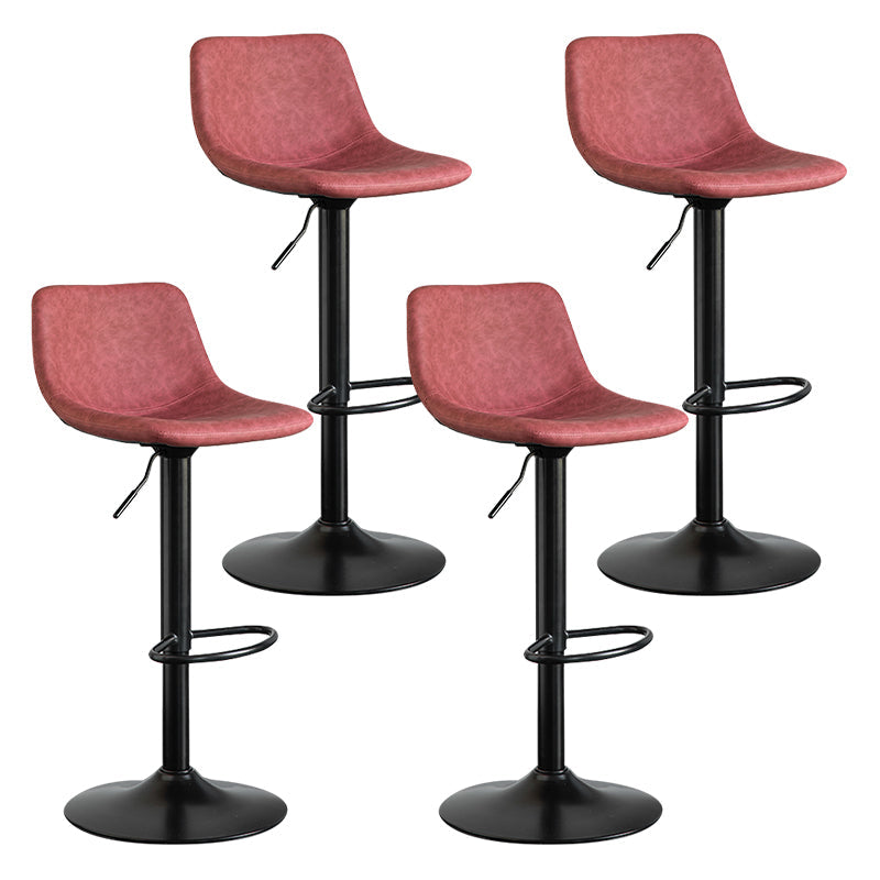 Contemporary Leather Swivel Barstool Indoor Bar Stool with Metal Base and Low Back Pink 4 Piece Set Clearhalo 'Bar Furniture' 'Bar Stools' 'bar_stools' 'furn' 'furn_bar_stools' 'Furniture' 'furniture_bar_stools' 'Kitchen & Dining Furniture' 4730210
