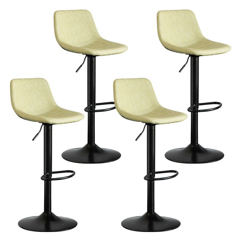Contemporary Leather Swivel Barstool Indoor Bar Stool with Metal Base and Low Back Light Yellow 4 Piece Set Clearhalo 'Bar Furniture' 'Bar Stools' 'bar_stools' 'furn' 'furn_bar_stools' 'Furniture' 'furniture_bar_stools' 'Kitchen & Dining Furniture' 4730211