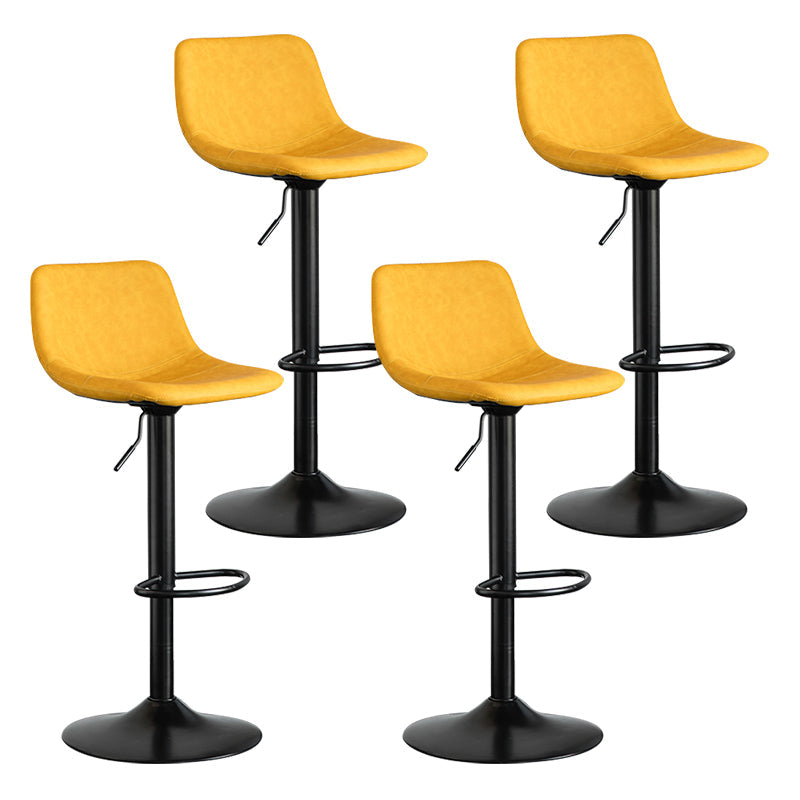 Contemporary Leather Swivel Barstool Indoor Bar Stool with Metal Base and Low Back Lemon Yellow 4 Piece Set Clearhalo 'Bar Furniture' 'Bar Stools' 'bar_stools' 'furn' 'furn_bar_stools' 'Furniture' 'furniture_bar_stools' 'Kitchen & Dining Furniture' 4730212