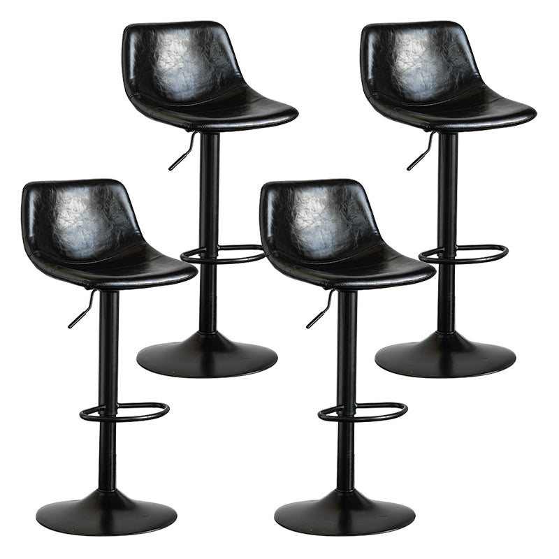 Contemporary Leather Swivel Barstool Indoor Bar Stool with Metal Base and Low Back Black 4 Piece Set Clearhalo 'Bar Furniture' 'Bar Stools' 'bar_stools' 'furn' 'furn_bar_stools' 'Furniture' 'furniture_bar_stools' 'Kitchen & Dining Furniture' 4730213