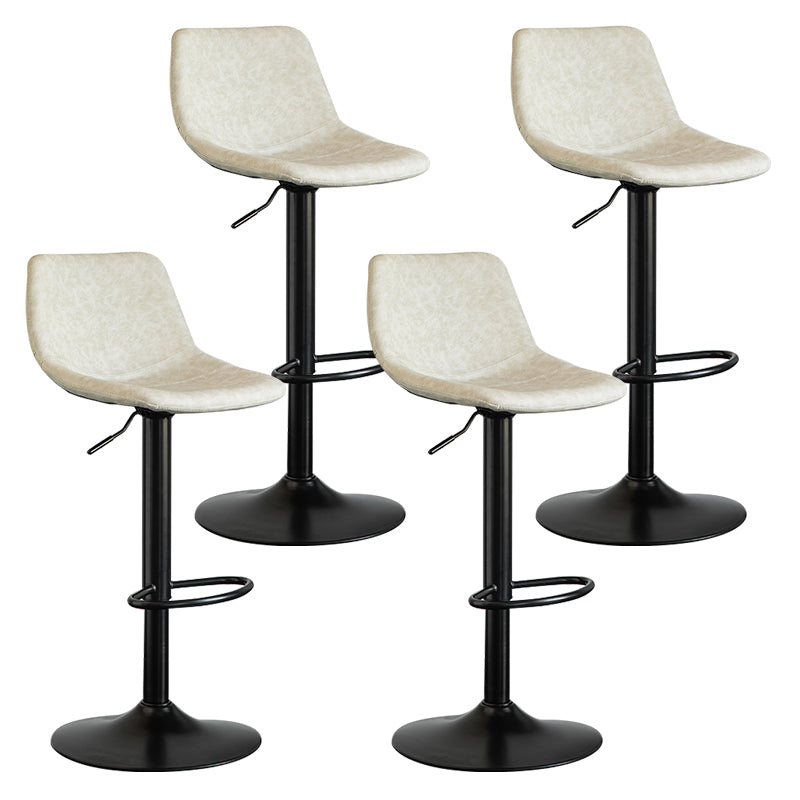 Contemporary Leather Swivel Barstool Indoor Bar Stool with Metal Base and Low Back White 4 Piece Set Clearhalo 'Bar Furniture' 'Bar Stools' 'bar_stools' 'furn' 'furn_bar_stools' 'Furniture' 'furniture_bar_stools' 'Kitchen & Dining Furniture' 4730214